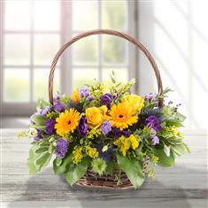 yellow and purple basket 