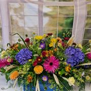 cottage garden casket spray