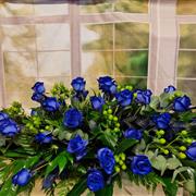 blue rose casket spray 